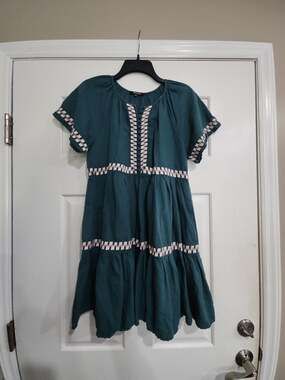 Madewell Embroidered Linen-Blend Flutter-Sleeve Tiered Mini Dress